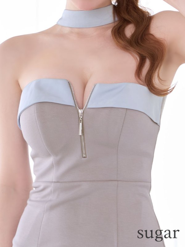 グレー×ブルー　モデル：ゆめ　身長：160cm　着用サイズ：Sサイズ