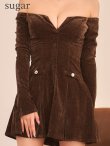 画像43: 即日発送【Glossy/グロッシー】オフショルダー/ ロングスリーブ/ ラメニット/ フレア/ ミニドレス/ キャバドレス[OF08] (43)