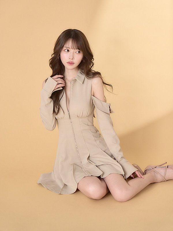 ベージュ　モデル：ゆめ　身長：160cm　着用サイズ：Sサイズ