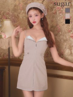 【Glossy/グロッシー】フロントジップ/ 台形/ タイト/ ミニドレス/ キャバドレス
