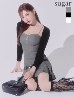 【ROBE de FLEURS Glossy/ローブ・ド・フルール グロッシー】ボレロ着脱可能/ ローベルトデザイン/ プリーツ/ ミニドレス/ キャバドレス
