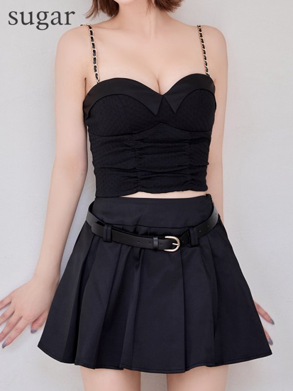 画像20: XSサイズあり【Glossy/グロッシー】ベルト付き/ ハートカット/ セットアップ/ プリーツ/ フレア/ ミニドレス/ キャバドレス[OF08] (20)