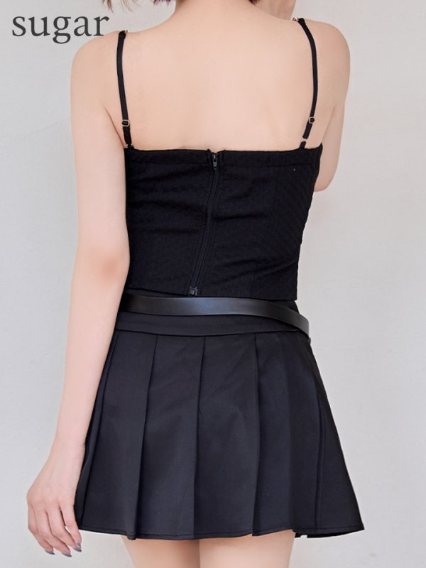 画像21: XSサイズあり【Glossy/グロッシー】ベルト付き/ ハートカット/ セットアップ/ プリーツ/ フレア/ ミニドレス/ キャバドレス[OF08] (21)