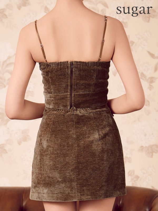 画像46: XSサイズあり【Glossy/グロッシー】コーデュロイ/ バストジップ/ セットアップ/ ミニドレス/ キャバドレス[OF08] (46)