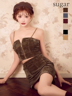 【Glossy/グロッシー】コーデュロイ/ バストジップ/ セットアップ/ ミニドレス/ キャバドレス
