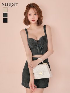 【Glossy/グロッシー】コーデュロイ/ レースアップ/ ツーピース/ タイト/ ミニドレス/ キャバドレス