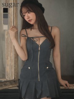 【Glossy/グロッシー】バストリボン/ ラメツイード/ キャミ/ フレア/ ミニドレス/ キャバドレス