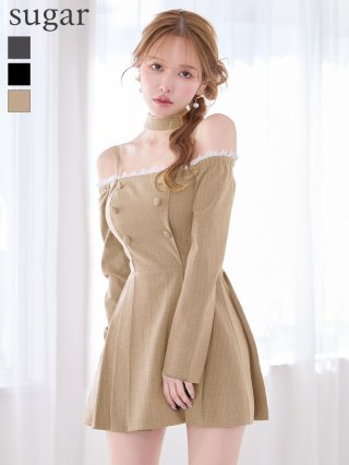 ROBE de FLEURS Glossy オフショル袖ありセットアップ ROBE de FLEURS Glossy】袖ありドレス - sugar