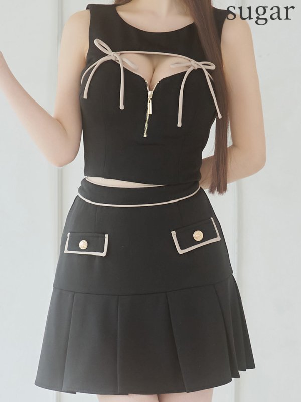 ブラックxベージュ モデル:ももか 身長:156cm 着用サイズ:Sサイズ