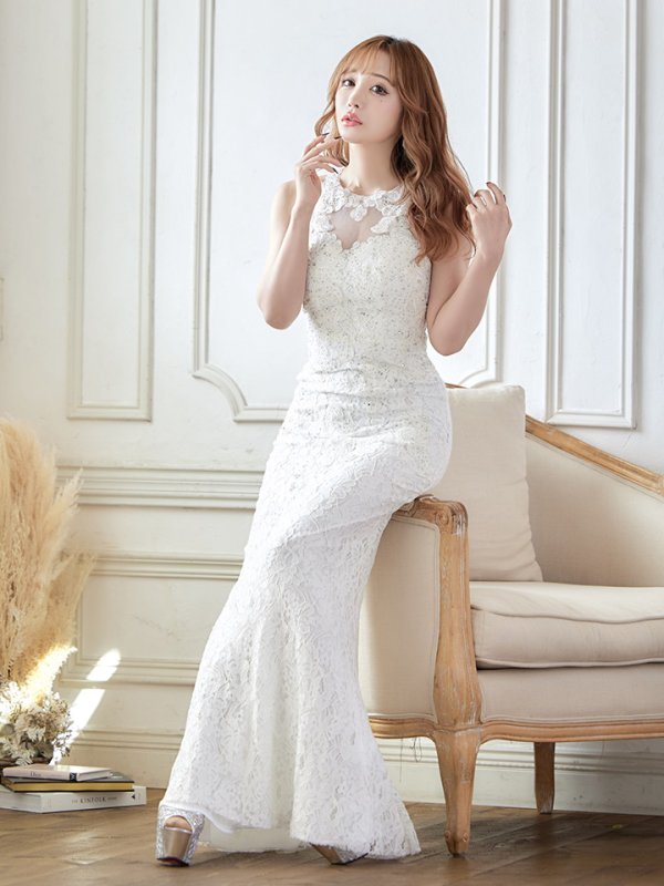 画像3: 【Lip line/リップライン】マーメイド/ アメスリ/ 総レース/ 刺繍レース/ タイト/ ロングドレス/ キャバドレス long[HC03] (3)