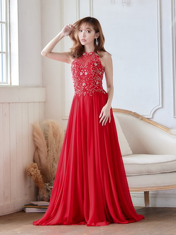 画像2: 【Lip line/リップライン】ビジュー/ アメスリ/ 刺繍レース/ シフォン/ ロングドレス/ キャバドレスlong[HC03] (2)