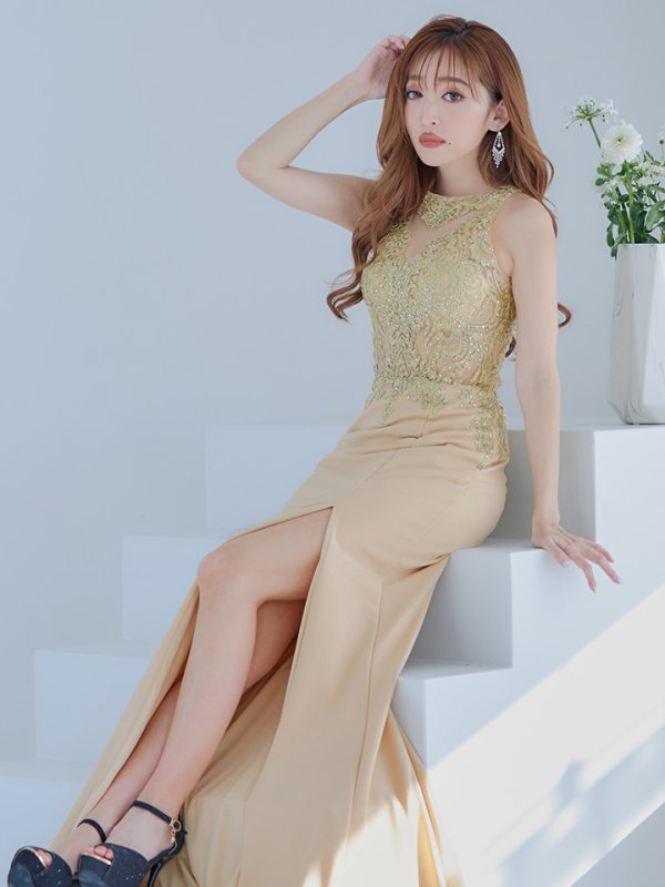 画像17: 【Lip line/リップライン】マーメイド/ ビジュー/ 刺繍/ ストレッチ/ スリット/ ロングドレス/ キャバドレス long[HC03] (17)