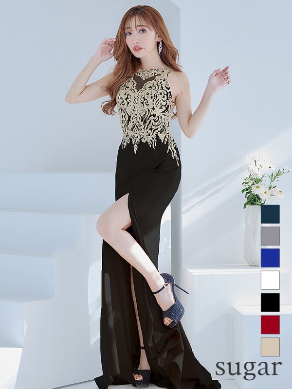 画像6: 【Lip line/リップライン】マーメイド/ ビジュー/ 刺繍/ ストレッチ/ スリット/ ロングドレス/ キャバドレス long[HC03] (6)