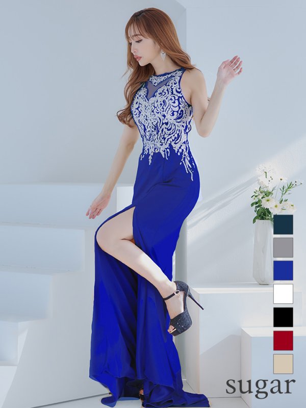 画像4: 【Lip line/リップライン】マーメイド/ ビジュー/ 刺繍/ ストレッチ/ スリット/ ロングドレス/ キャバドレス long[HC03] (4)