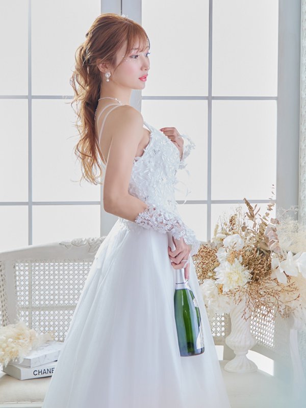 画像5: 【関西コレクション着用】【Lip line/リップライン】デザイン刺繍レース/ スピンドル/ メッシュ切り替え/ Aライン/ ロングドレス/ キャバドレス long[HC03] (5)