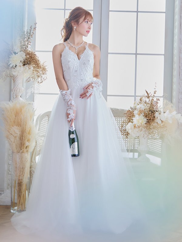 画像10: 【関西コレクション着用】【Lip line/リップライン】デザイン刺繍レース/ スピンドル/ メッシュ切り替え/ Aライン/ ロングドレス/ キャバドレス long[HC03] (10)