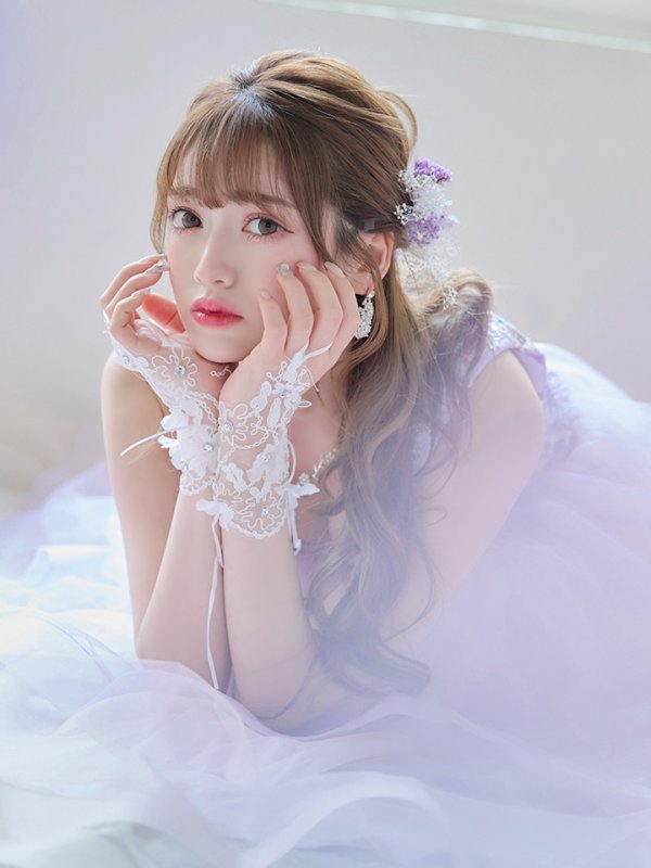 画像30: 【関西コレクション着用】【Lip line/リップライン】フラワー刺繍/ 2段フレア/ Aライン/ チュール/ プリンセス/ ロングドレス/ キャバドレスlong[HC03] (30)