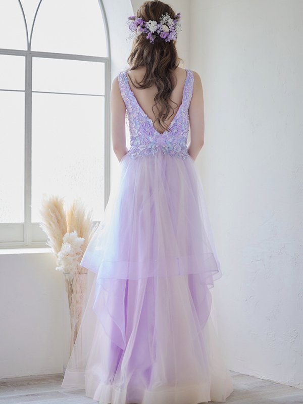 画像29: 【関西コレクション着用】【Lip line/リップライン】フラワー刺繍/ 2段フレア/ Aライン/ チュール/ プリンセス/ ロングドレス/ キャバドレスlong[HC03] (29)