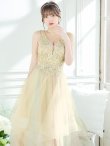 画像5: 【Lip line/リップライン】フラワー刺繍/ 2段フレア/ Aライン/ チュール/ プリンセス/ ロングドレス/ キャバドレスlong[HC03] (5)