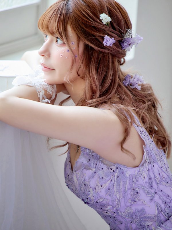 画像13: 【関西コレクション着用】【Lip line/リップライン】フラワー刺繍/ Vネック/ Aライン/ ノースリーブ/ プリンセス/ フレア/ ロングドレス/ キャバドレス long[HC03] (13)