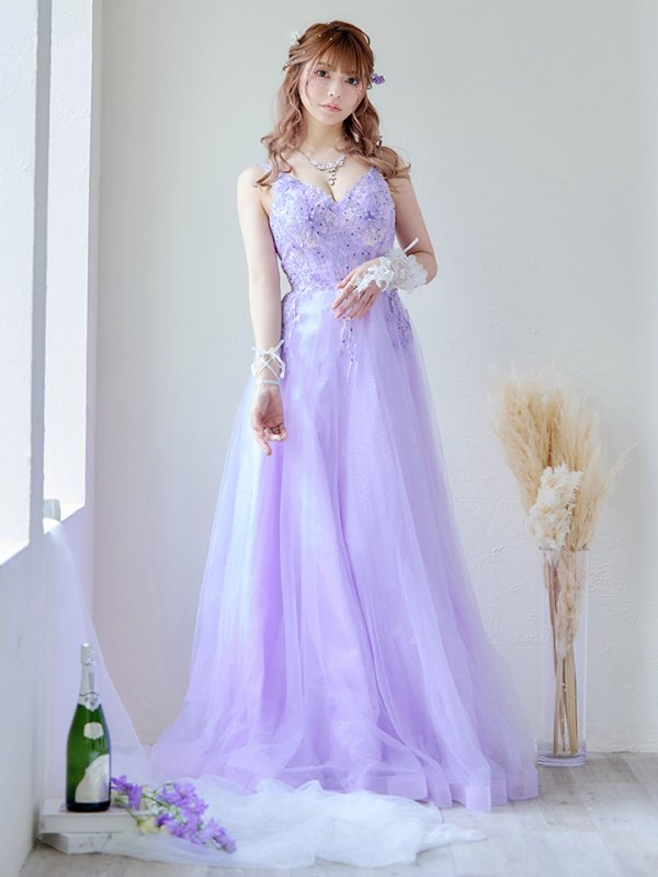 画像4: 【関西コレクション着用】【Lip line/リップライン】フラワー刺繍/ Vネック/ Aライン/ ノースリーブ/ プリンセス/ フレア/ ロングドレス/ キャバドレス long[HC03] (4)