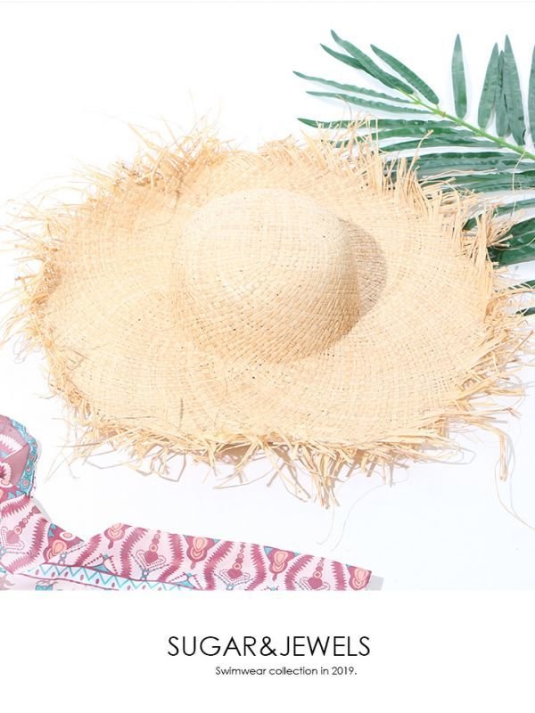 画像4: 【即日発送】【ビキニ】【水着小物：帽子】麦わらフリンジストローハット [YMT] (4)