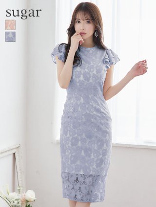 sugar 水色 レース ミディ丈ドレス　美品◎タグ付き ミニドレス：ブルー(青)｜キャバドレス・ミニドレス通販はsugar
