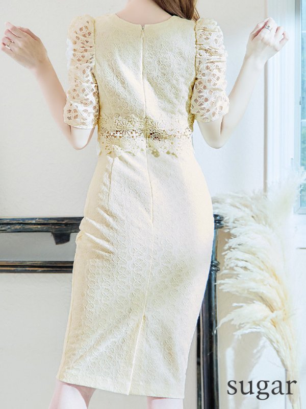 画像45: Lサイズあり【VANESSA HEART / ヴァネッサハート】【OF05】半袖/ 袖あり/ パフスリーブ/ タイト/大人/切り替えデザイン/ ミディアム丈/ 膝丈/ ワンピース/ キャバドレス (45)