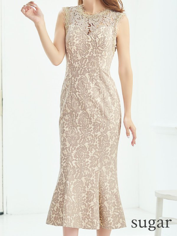 画像8: 【VANESSA HEART / ヴァネッサハート】【OF05】マーメイド/ 総レース/ ノースリーブ/ 切り替えデザイン/ ひざ丈/ ワンピース/ ミディアムドレス/ キャバドレス (8)