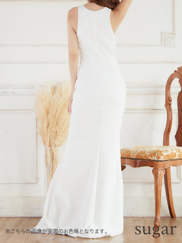 画像9: 【Lip line/リップライン】ワンカラー/ 刺繍/ レース/ ノースリーブ/ 切り替えデザイン/ ロングドレス/ キャバドレス[HC03] (9)