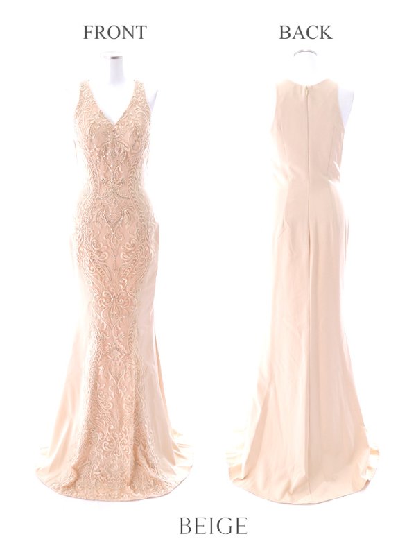 画像18: 【Lip line/リップライン】ワンカラー/ 刺繍/ レース/ ノースリーブ/ 切り替えデザイン/ ロングドレス/ キャバドレス[HC03] (18)