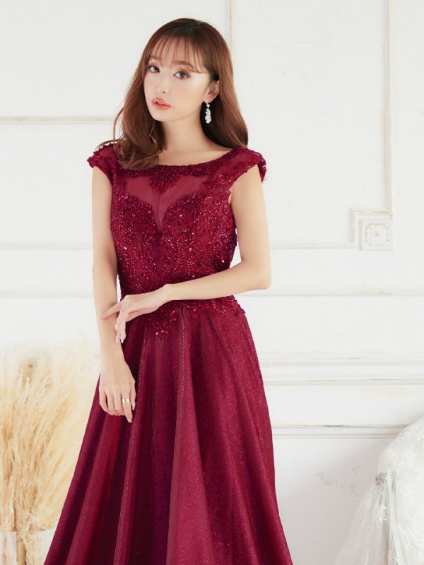 画像5: 【Lip line/リップライン】ビーズ刺繍/ Aライン/ シアー/ ラメ/ ロングドレス / キャバドレスlong[HC03] (5)