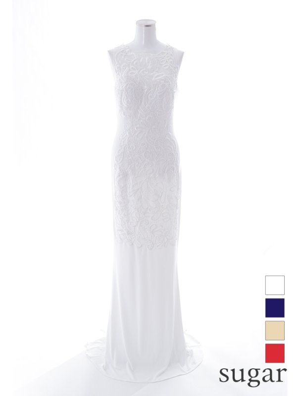 画像18: 【Lip line/リップライン】ワンカラー/ 刺繍/ レース/ ノースリーブ/ ストレッチ/ ロングドレス/ キャバドレス[OF05] (18)