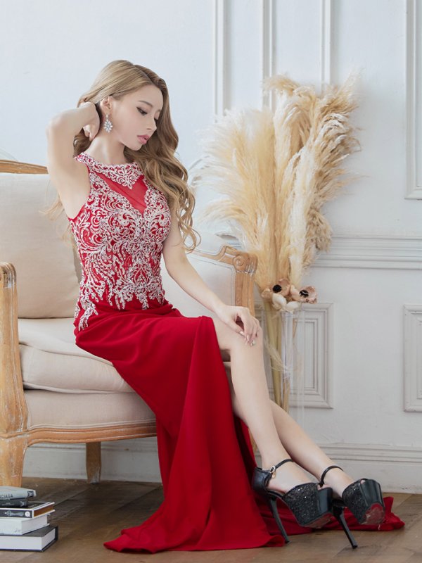 画像10: 【Lip line/リップライン】マーメイド/ ビジュー/ 刺繍/ ストレッチ/ スリット/ ロングドレス/ キャバドレス long[HC03] (10)