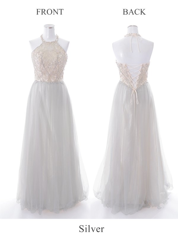 画像14: 【Lip line/リップライン】ビーズ刺繍/ Aライン/ アメスリ/ チュール/ ロングドレス / キャバドレスlong[HC03] (14)