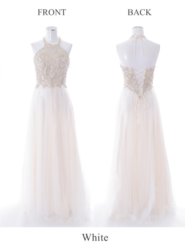 画像15: 【Lip line/リップライン】ビーズ刺繍/ Aライン/ アメスリ/ チュール/ ロングドレス / キャバドレスlong[HC03] (15)