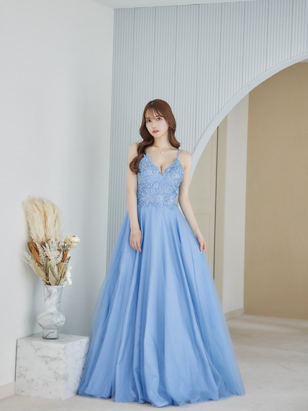 画像21: 【関西コレクション着用】【Lip line/リップライン】デザイン刺繍レース/ スピンドル/ メッシュ切り替え/ Aライン/ ロングドレス/ キャバドレス long[HC03] (21)