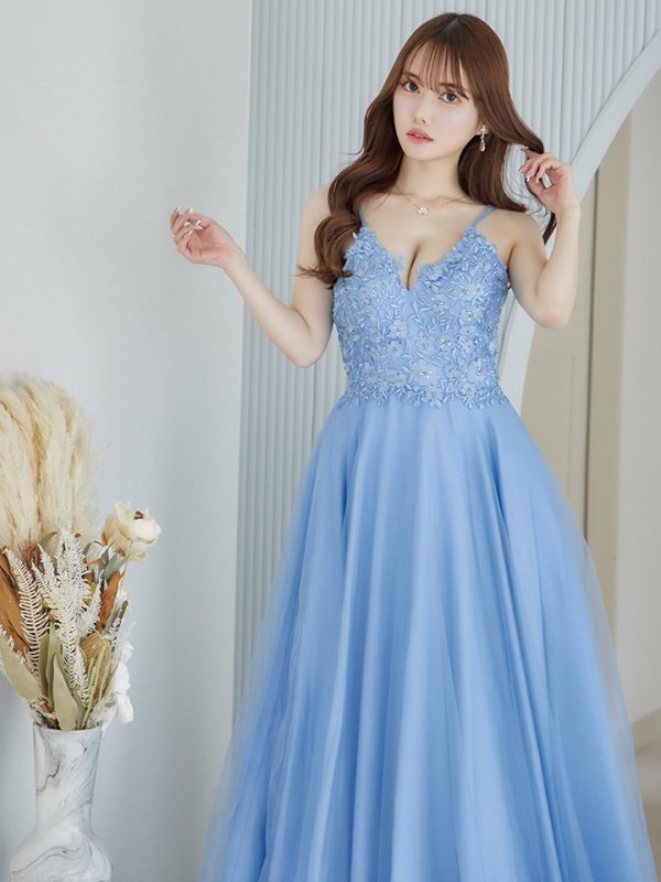 画像14: 【関西コレクション着用】【Lip line/リップライン】デザイン刺繍レース/ スピンドル/ メッシュ切り替え/ Aライン/ ロングドレス/ キャバドレス long[HC03] (14)