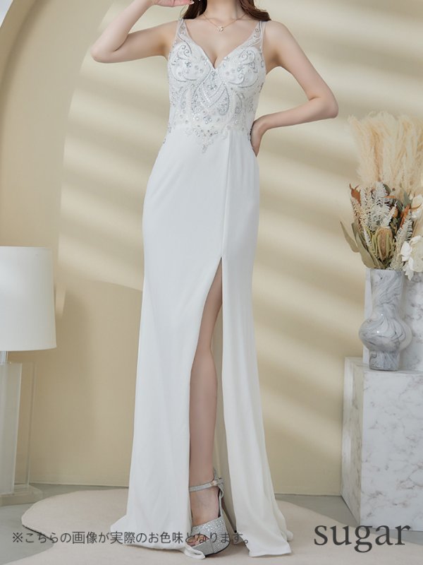 画像8: 【Lip line/リップライン】カットアウト/ ビジュー/ ストレッチ/ ノースリーブ/ タイト/ ロングドレス/ キャバドレス long[HC03] (8)