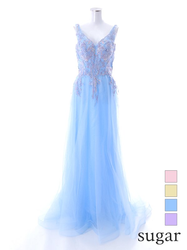 画像17: 【関西コレクション着用】【Lip line/リップライン】フラワー刺繍/ Vネック/ Aライン/ ノースリーブ/ プリンセス/ フレア/ ロングドレス/ キャバドレス long[HC03] (17)