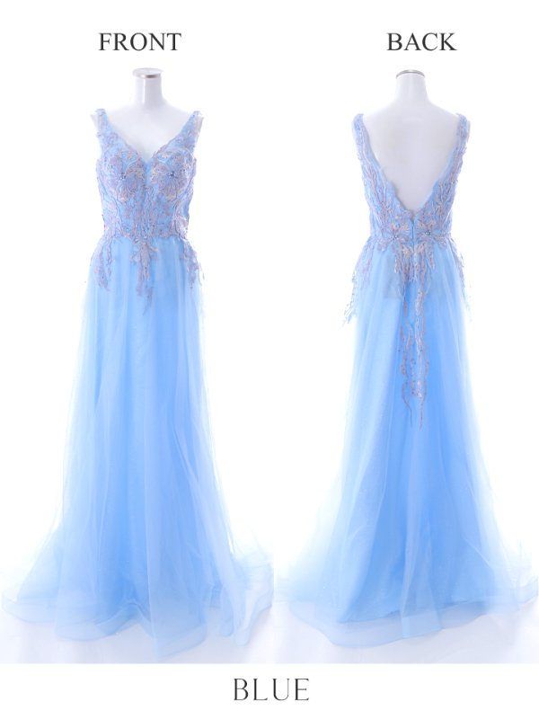 画像18: 【関西コレクション着用】【Lip line/リップライン】フラワー刺繍/ Vネック/ Aライン/ ノースリーブ/ プリンセス/ フレア/ ロングドレス/ キャバドレス long[HC03] (18)