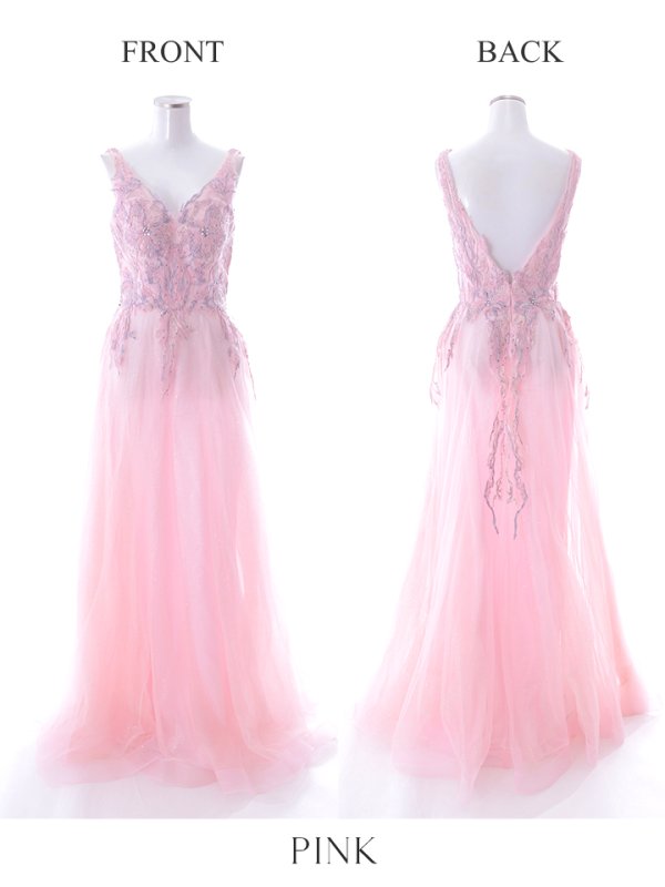 画像20: 【関西コレクション着用】【Lip line/リップライン】フラワー刺繍/ Vネック/ Aライン/ ノースリーブ/ プリンセス/ フレア/ ロングドレス/ キャバドレス long[HC03] (20)