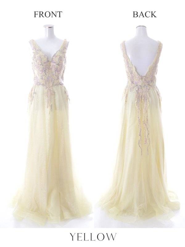 画像22: 【関西コレクション着用】【Lip line/リップライン】フラワー刺繍/ Vネック/ Aライン/ ノースリーブ/ プリンセス/ フレア/ ロングドレス/ キャバドレス long[HC03] (22)