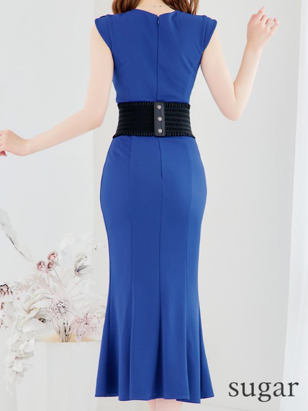 画像27: 【VANESSA HEART / ヴァネッサハート】【OF05】シンプル/ ワンカラー/ マーメイド/ ノースリーブ/ ベルトデザイン/ ミモレ丈/ ワンピース/ ミディアムドレス/ キャバドレス (27)