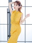 画像44: Lサイズあり【VANESSA HEART / ヴァネッサハート】【OF05】フラワーレース/ ノースリーブ/ ウエストシアー/ マーメイド/ ミディアム丈/ ミモレ丈/ ミディアムドレス/ キャバドレス (44)
