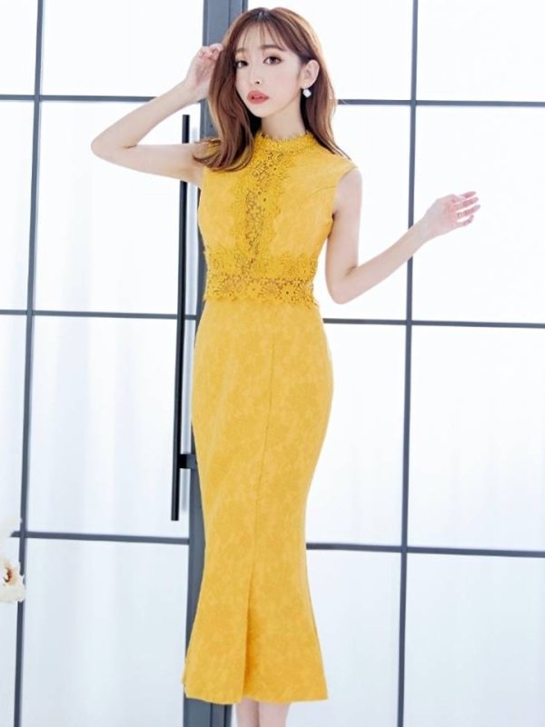 画像32: Lサイズあり【VANESSA HEART / ヴァネッサハート】【OF05】フラワーレース/ ノースリーブ/ ウエストシアー/ マーメイド/ ミディアム丈/ ミモレ丈/ ミディアムドレス/ キャバドレス (32)