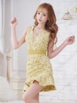 画像14: XS-Lサイズあり【Donia Quinn / ドニアクイーン】 フラワージャガード/ マーメイド/ タック/ ウエストレース/ ノースリーブ/ ミニドレス/ キャバドレス[OF05] (14)