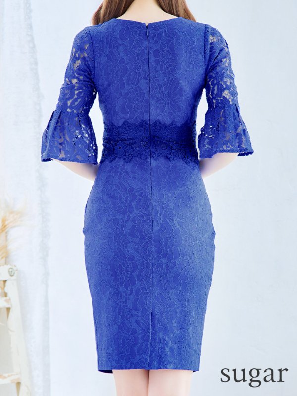 画像30: Lサイズあり【VANESSA HEART / ヴァネッサハート】【OF05】 総レース/ ワンカラー/ 袖あり/ 七分袖/ タイト/ 膝丈/ ミディアムドレス/ キャバドレス (30)