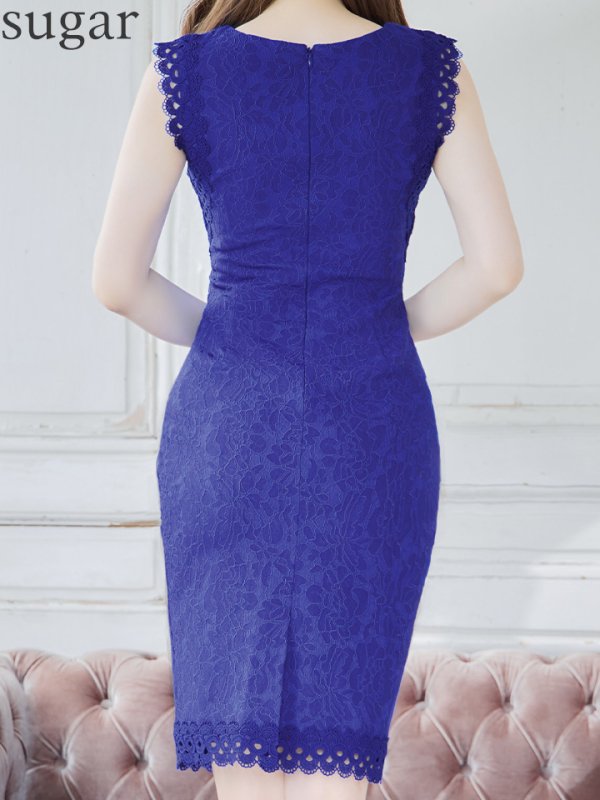 画像24: Lサイズあり【VANESSA HEART / ヴァネッサハート】【OF05】ノースリーブ/ レース/ タック/ ワンカラー/ タイト/ ひざ丈/ ミディアムドレス/ ワンピース/ キャバドレス (24)