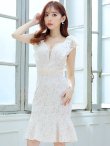 画像23: Lサイズあり【VANESSA HEART / ヴァネッサハート】【OF05】 マーメイド/ フラワーレース/ フリル/ ワンカラー/ シアー/ タイト/ 膝丈/ ミディアムドレス/ キャバドレス (23)